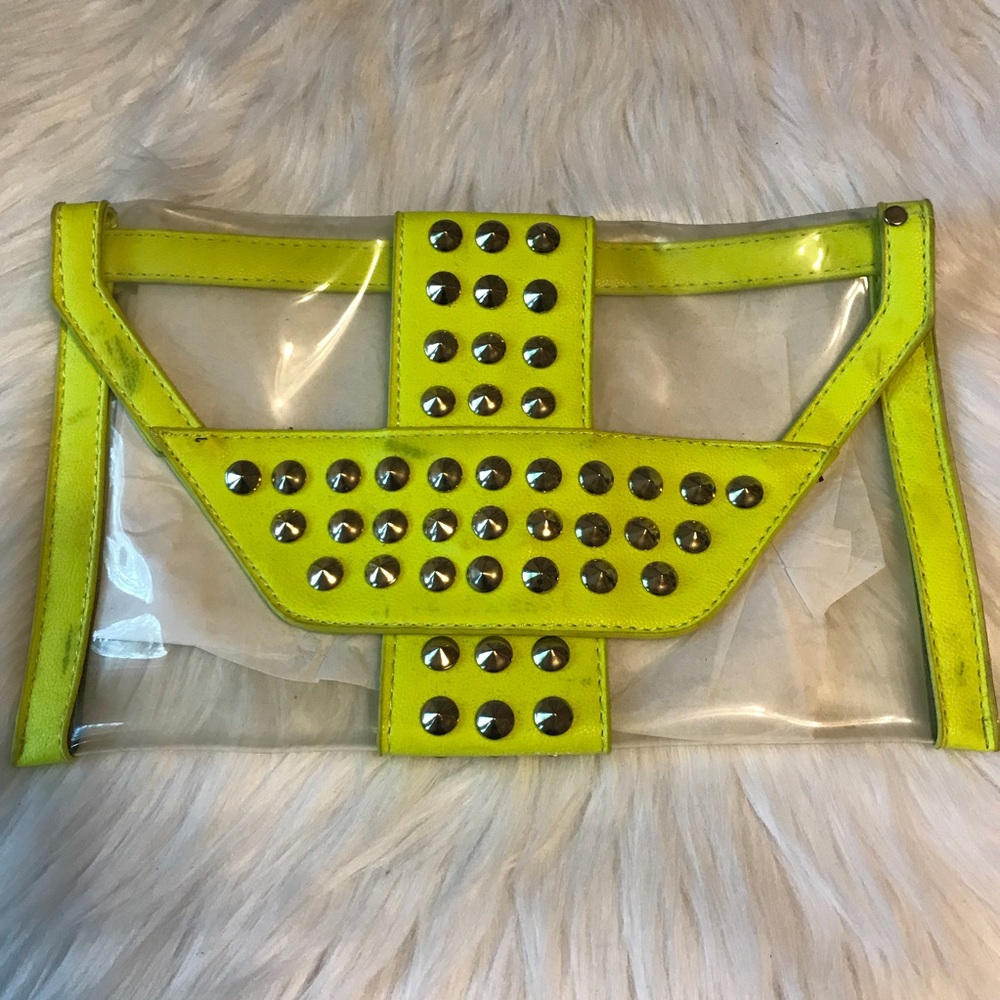 Clear Rockstud envelope clutch